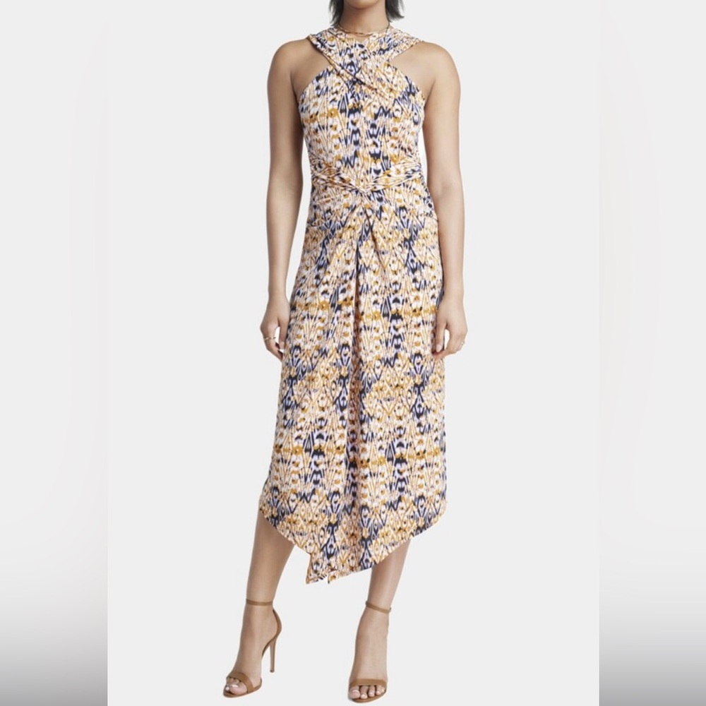H Halston crossover halter dress size small NWT